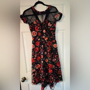 Maggy London Black Floral Embroidered Dress